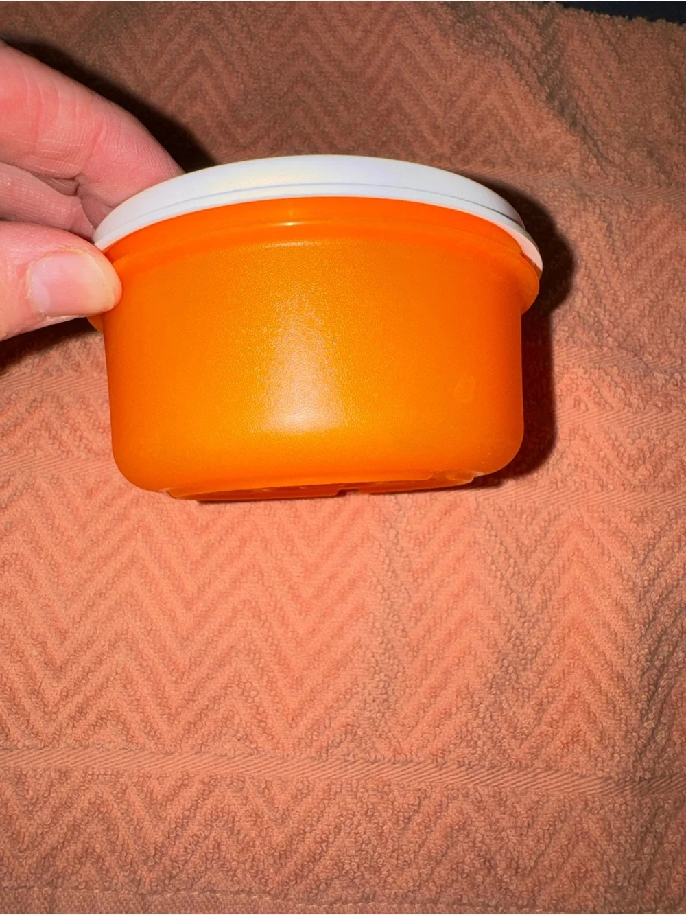 Tupperware Orange Bowl with White Lid